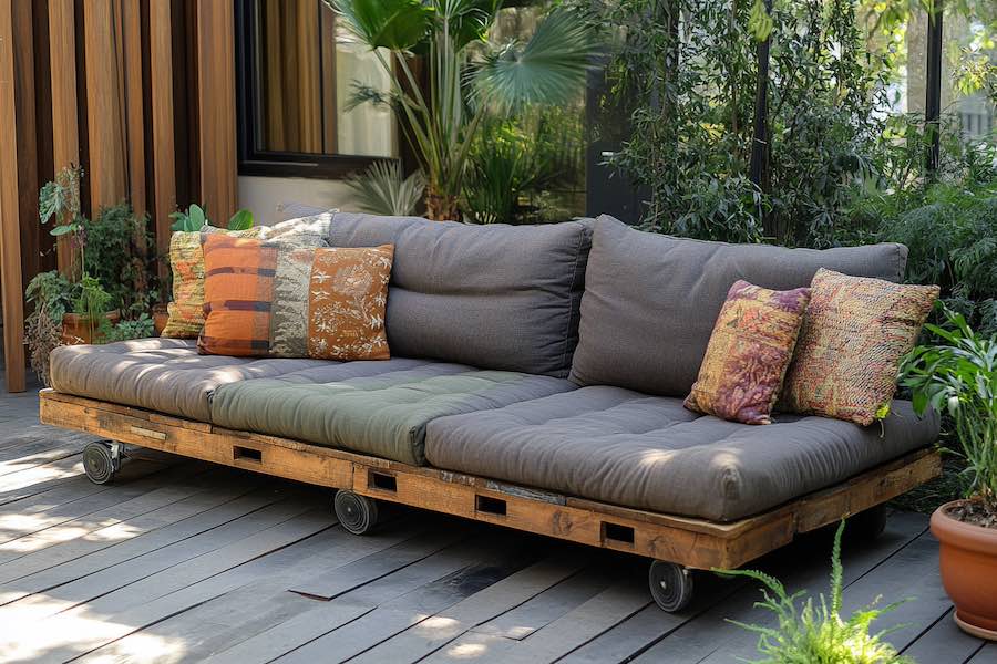 sofa de palet con ruedas