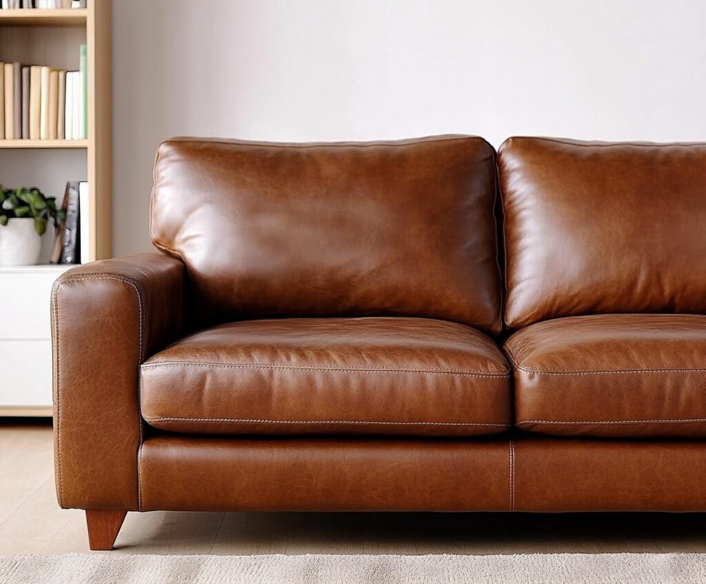 sofa de piel tradicional marron oscuro