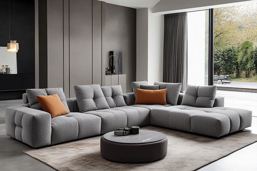 sofa gris moderno